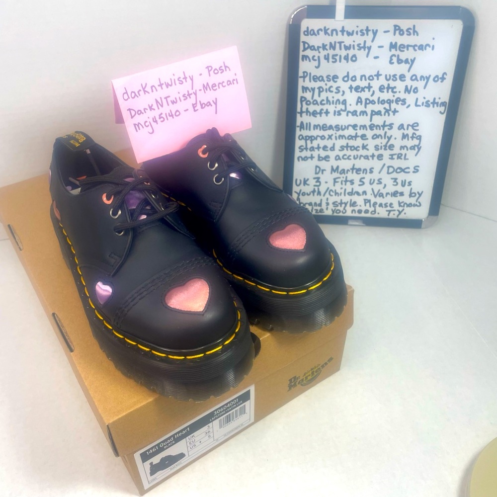 BNIB DR MARTENS 1461 QUAD HEART PLATFORM LOAFERS UK 3